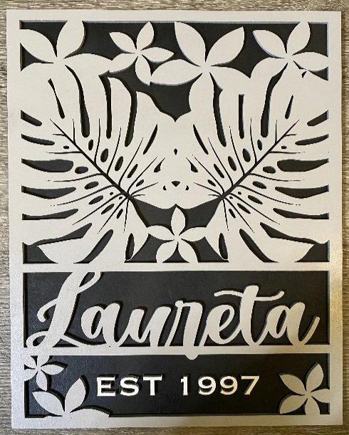 Family Name with Monstera and Tropical Flowers Rectangular Sign
