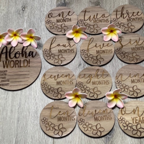 Baby Milestone Markers - Plumeria