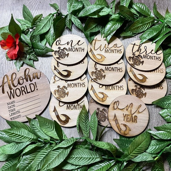 Baby Milestone Markers - Honu/Fish Hook