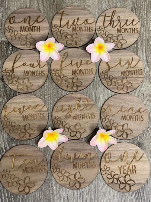 Baby Milestone Markers - Plumeria