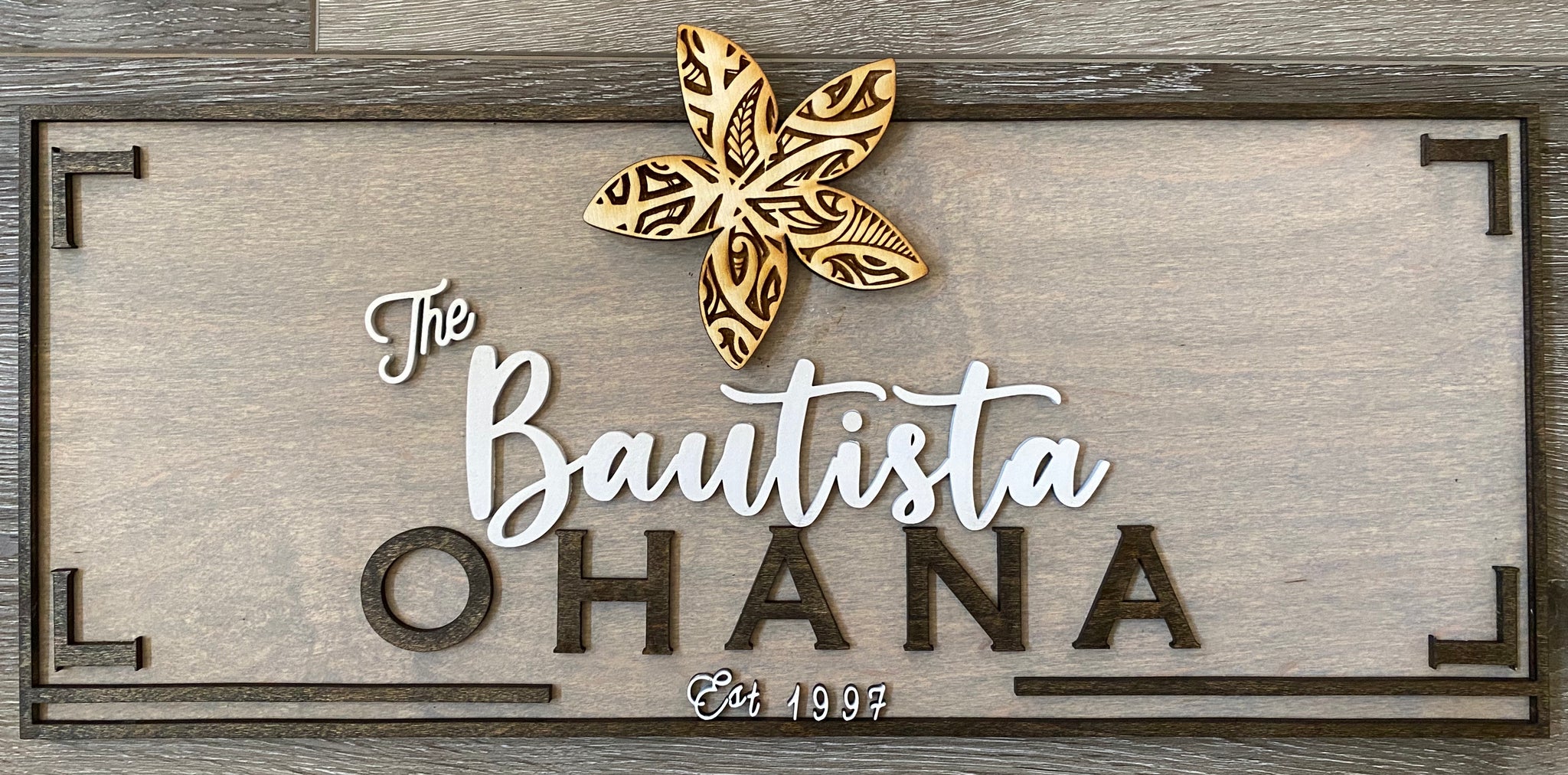 Tribal Plumeria Ohana Sign