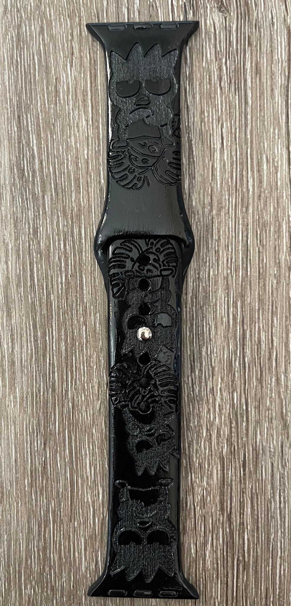 Grumpy Penguin with Monstera Engraved iWatch Band