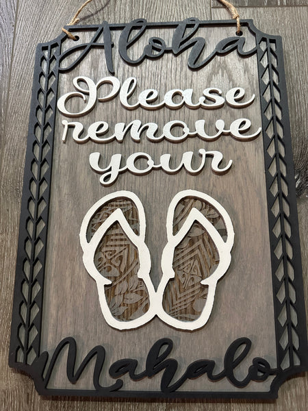 Please Remove Your Slippahs Sign - Tribal Version