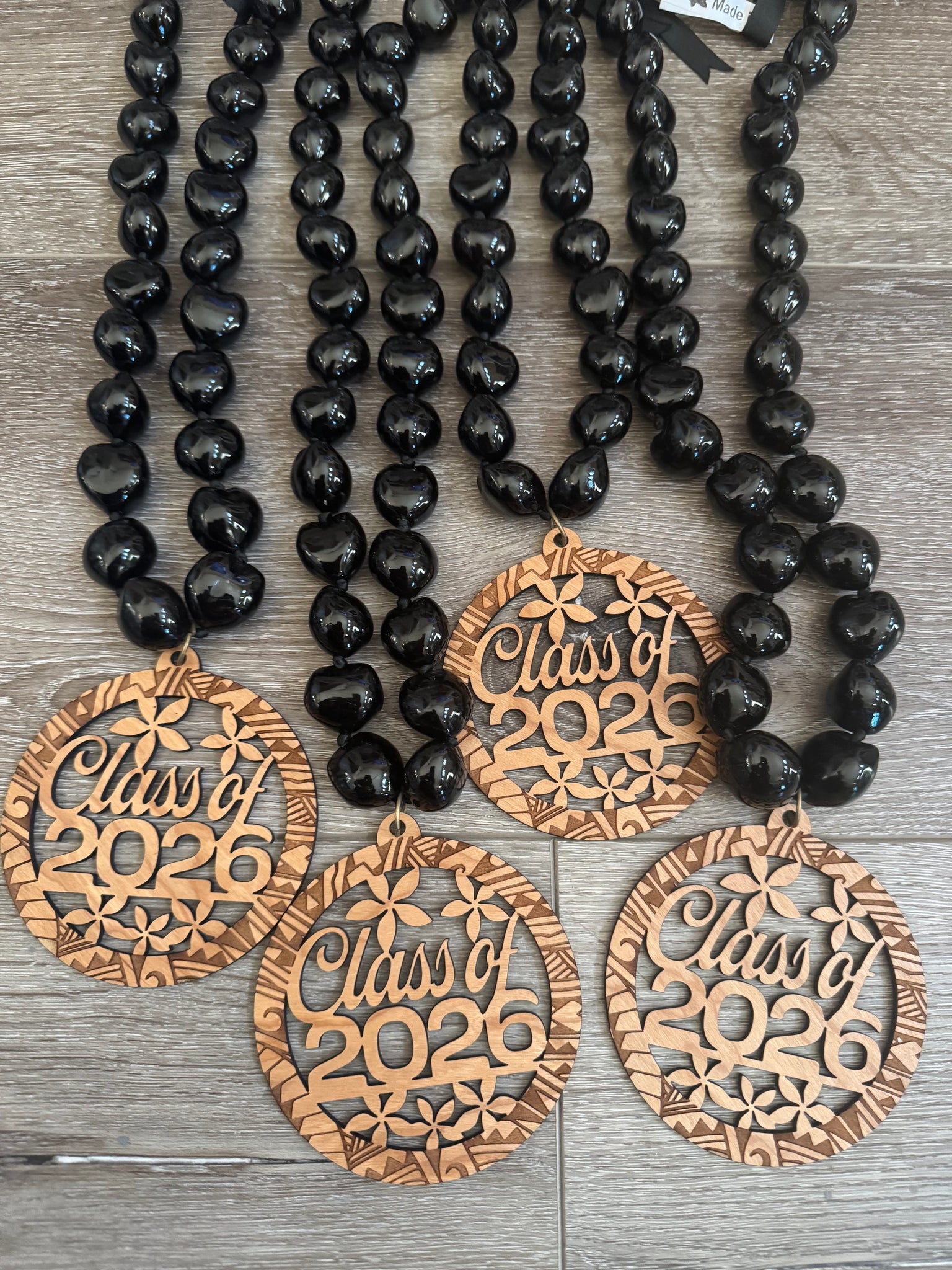 Kukui Necklace with Class of 2026 Poly Tribal Pendant with Plumeria