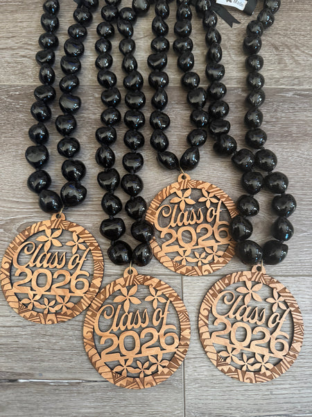 Kukui Necklace with Class of 2026 Poly Tribal Pendant with Plumeria