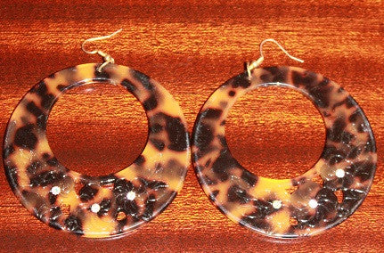 Brown Faux Turtle Shell Earrings (Large)