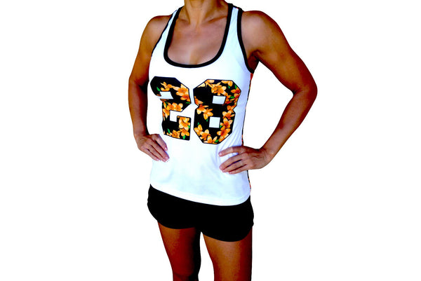 Orange & Black #28 Floral Ladies Jersey