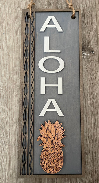 Aloha Pineapple Wooden Sign
