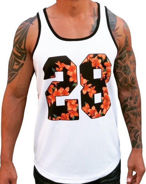 Orange & Black #28 Floral Mens Jersey