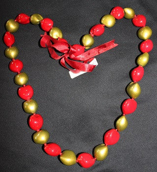 Red and Gold Kukui Lei